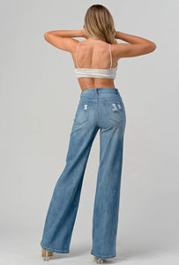 High waisted Stretchy Wide Leg Denim Jeans