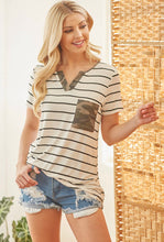 Load image into Gallery viewer, Striped Camo pocket T