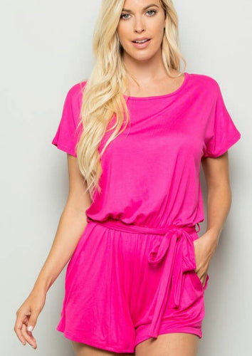 Hot Pink Keyhole Romper