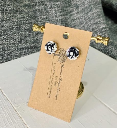 Watercolor Dalmatian Rose Studs