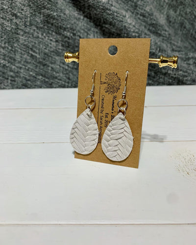 Genuine Leather Mini white teardrops