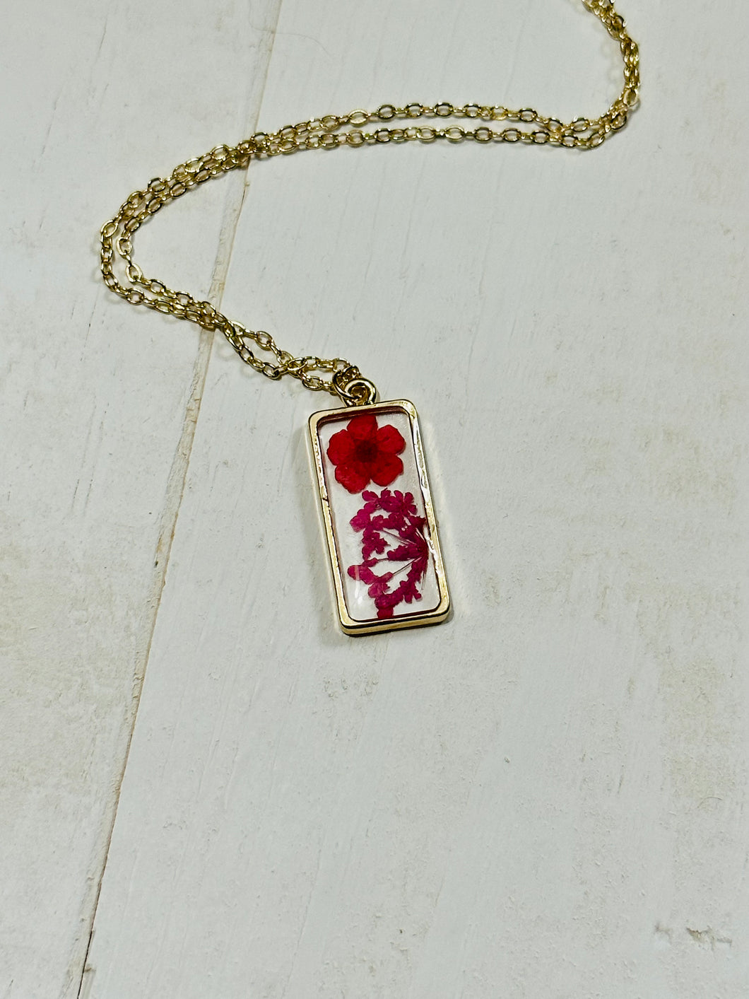 Pink Dried Flower Necklace