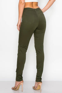 Olive Distressed Skinny denim Jeans