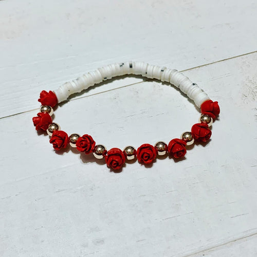 Red Roses Heishi Bracelet