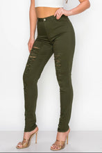 Load image into Gallery viewer, Olive Distressed Skinny denim Jeans