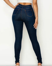 Load image into Gallery viewer, High waisted Dark wash distressed skinny denim