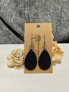 Genuine leather black mini teardrops