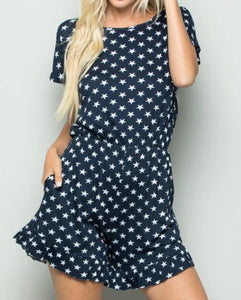 Navy Stars Romper