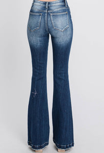 Midrise Distressed Flare Denim